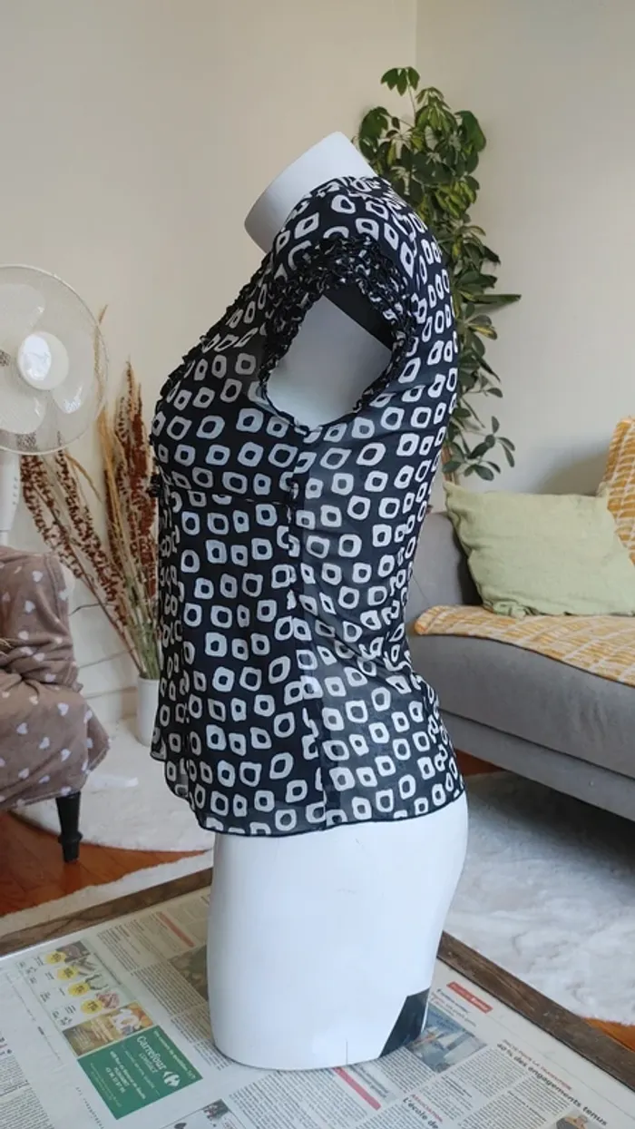 Blouse vintage manches courtes 2 pièces intégrées tissu légère - photo numéro 3