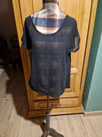 T-shirt noir transparent resille taille xl clous