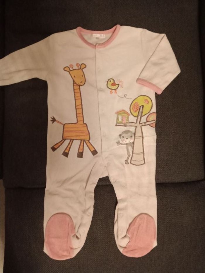Pyjama velours rose girafe