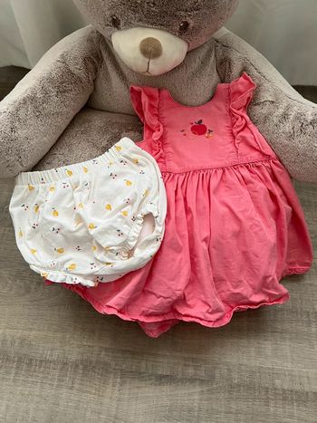 Robe rose bébé fille  + bloomer coton léger Orchestra été taille 6 mois