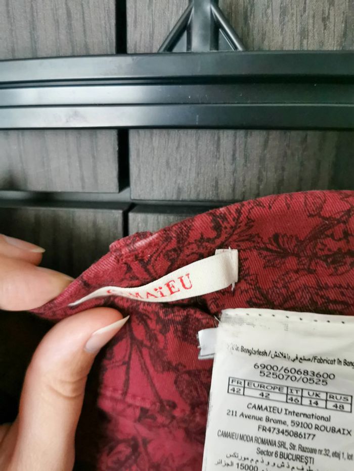 Pantalon fleuri rouge - photo numéro 4