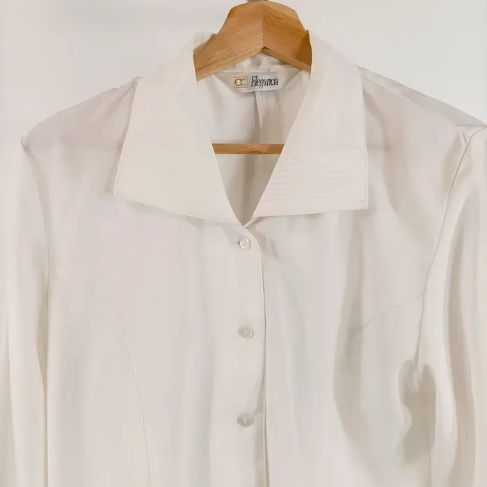 Chemise blanche élégante à col travaillé - Elegancia - T. M/L estimée A429 - photo numéro 4