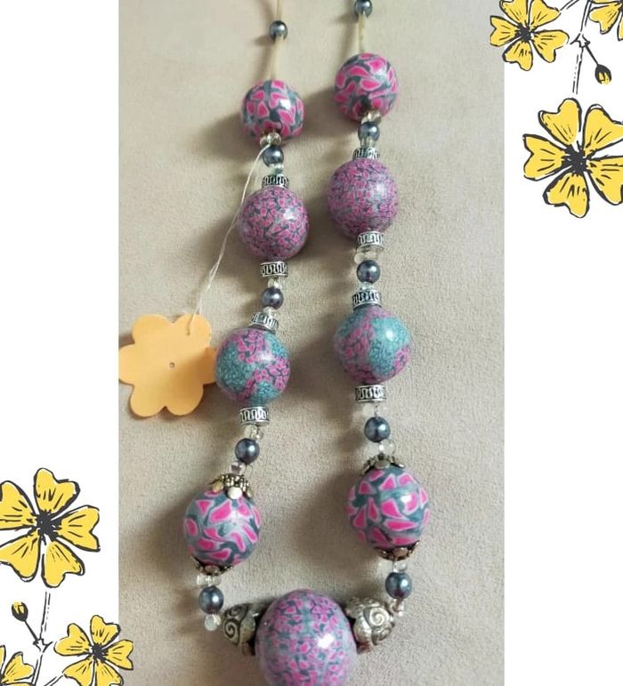 Collier fée en perles de pâte polymère – Pièce artisanale _ Collection Nuances de Rose - photo numéro 4