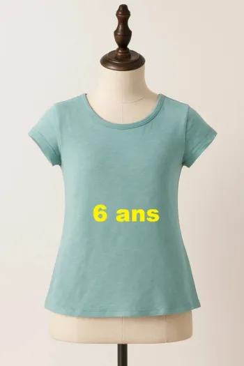 Tee shirt manche courte vert eau Poivre Blanc Taille 6 ans