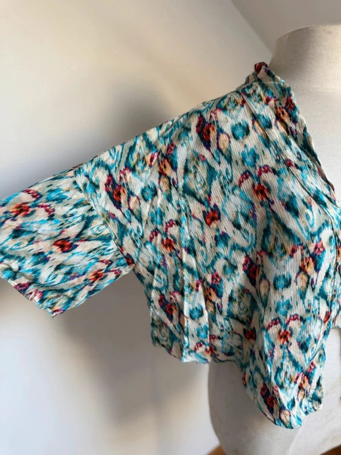 Superbe ensemble pantalon fluide et blouse assortie en viscose Zara 🌸 L XL 40 42 - photo numéro 7