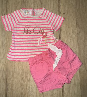 Ensemble tshirt et short rose bebe fille La Compagnie des Petits