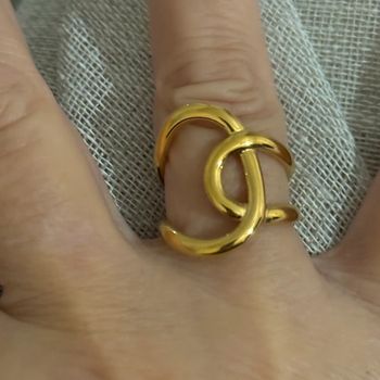 Bague  réglable épaisse large noeud lache acier inoxydable or