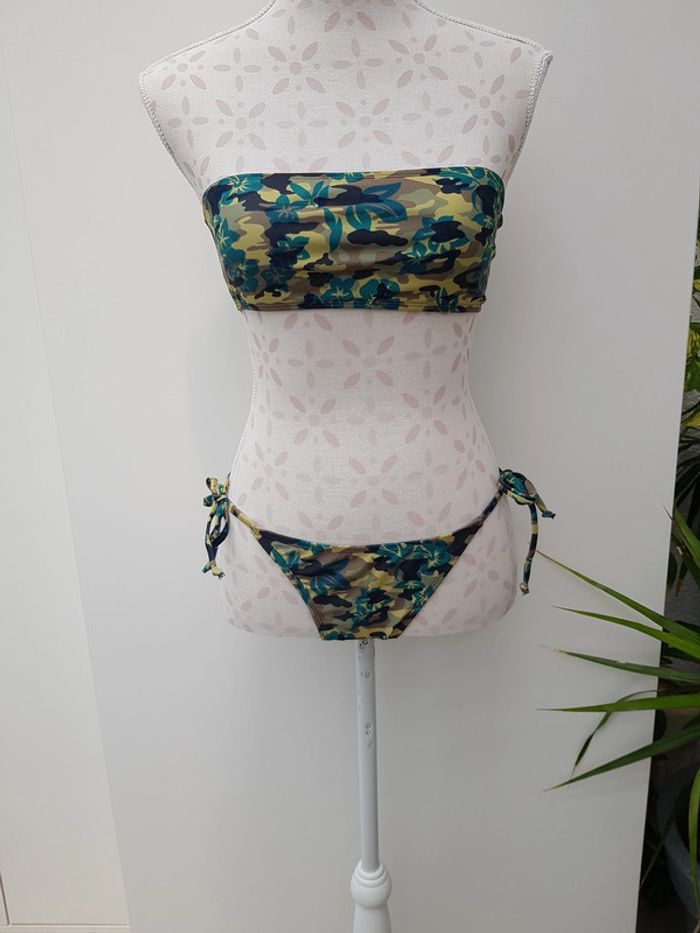 Maillot De Bain Bandeau Camouflage Kaki Vert - photo numéro 2