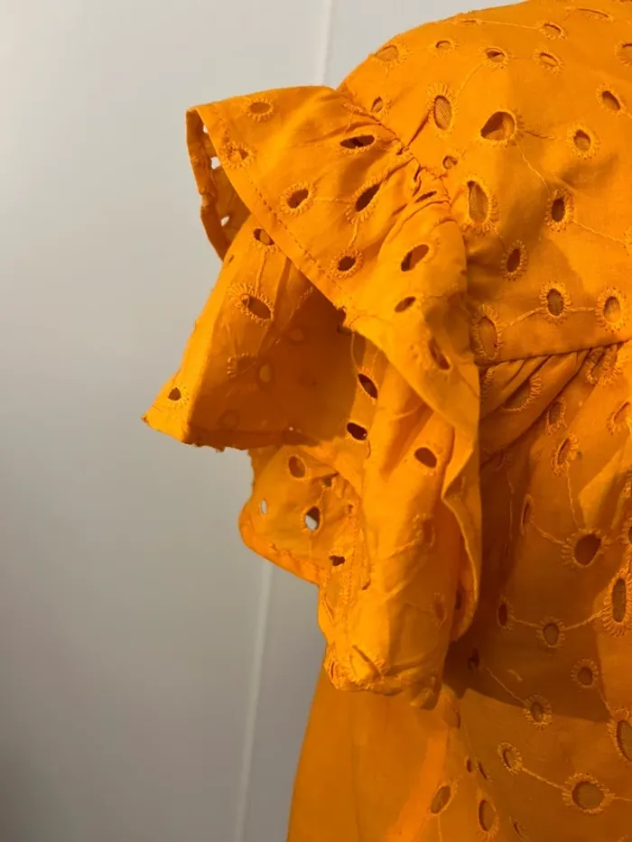 Blouse manches courtes orange dentelle Mim - photo numéro 3