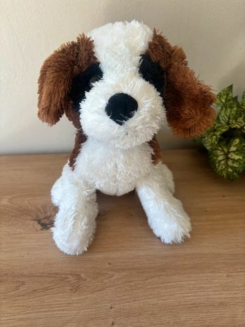 Doudou chien  blanc marron noir Max & sax