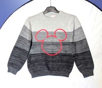 Pull Orchestra Disney Gris Rayures Nuances Gris Contour Mickey Vêtement Tendance Mode Enfants