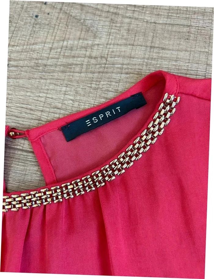 Blouse rose corail avec manches 3/4 Esprit taille 38 jamais portée - photo numéro 14