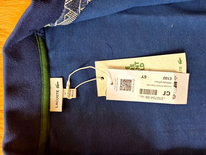 Veste Enfant "Lacoste" Monogramme Taille 6 ans neuf sous blister 100 % coton organique. - photo numéro 6