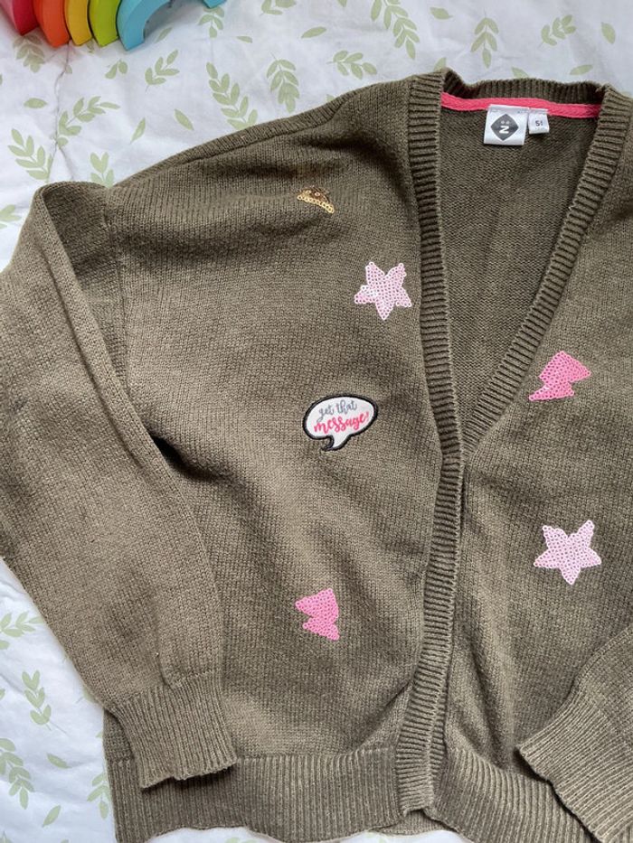 gilet kaki avec patch rose 5 ans grain de blé - photo numéro 4