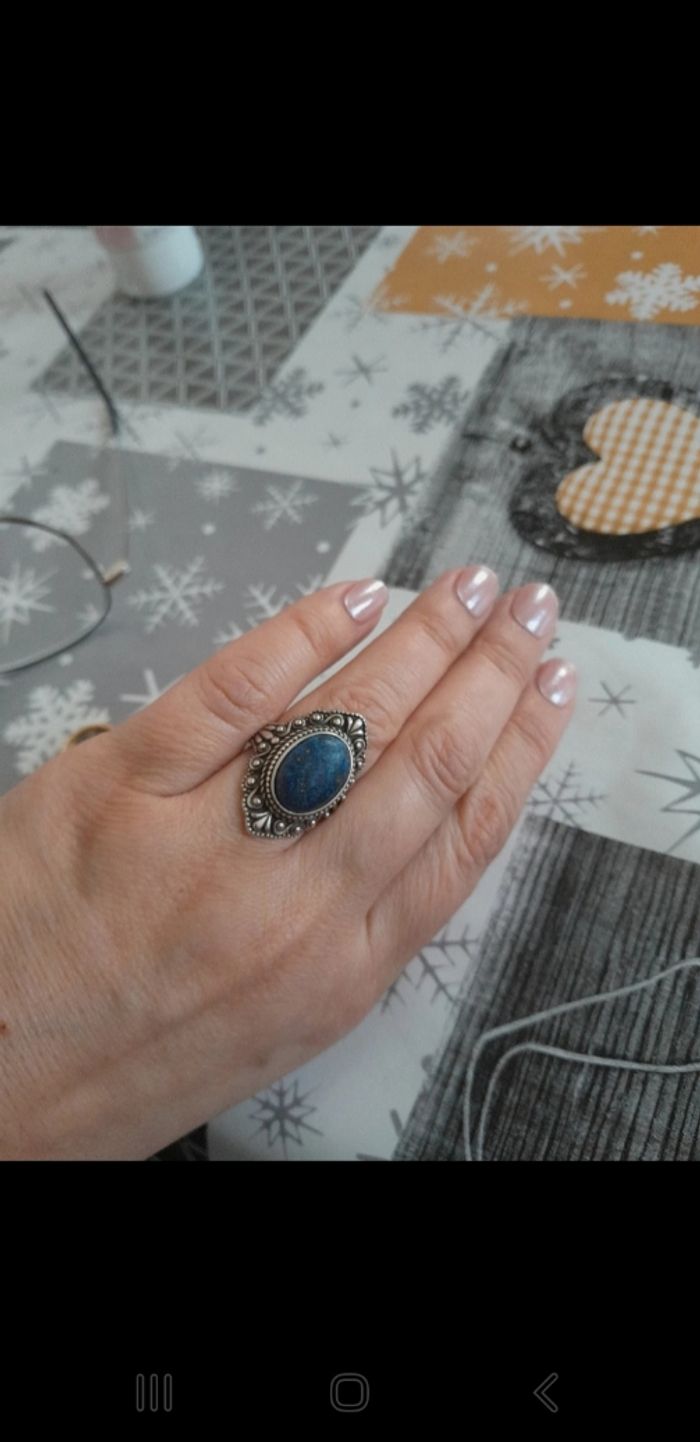 Bague argent 925 et Lapis Lazuli - photo numéro 2
