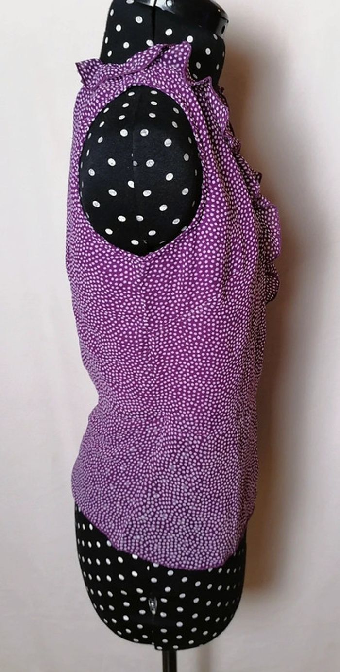 Top cache-cœur à volants violet pois blanc Taille 40 Etam - photo numéro 6