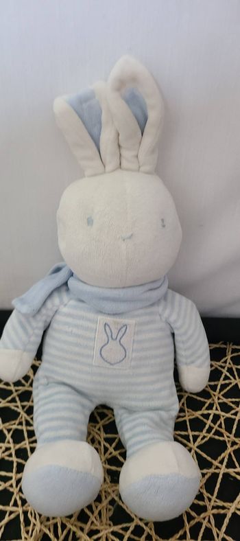 Doudou Lapin rayé bleu KLORANE