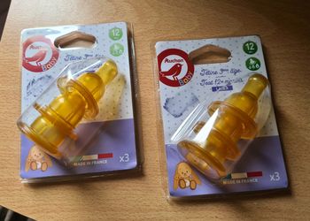 Lots de 2 paquets de 3 tétines biberons 