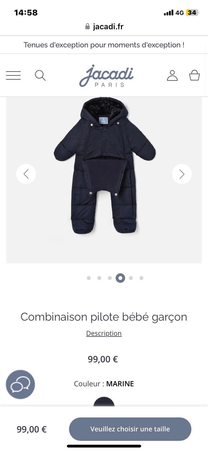 Combinaison JACADI neuve 1mois - 54cm