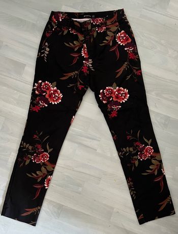 Pantalon toile noir fleuri taille 36/38