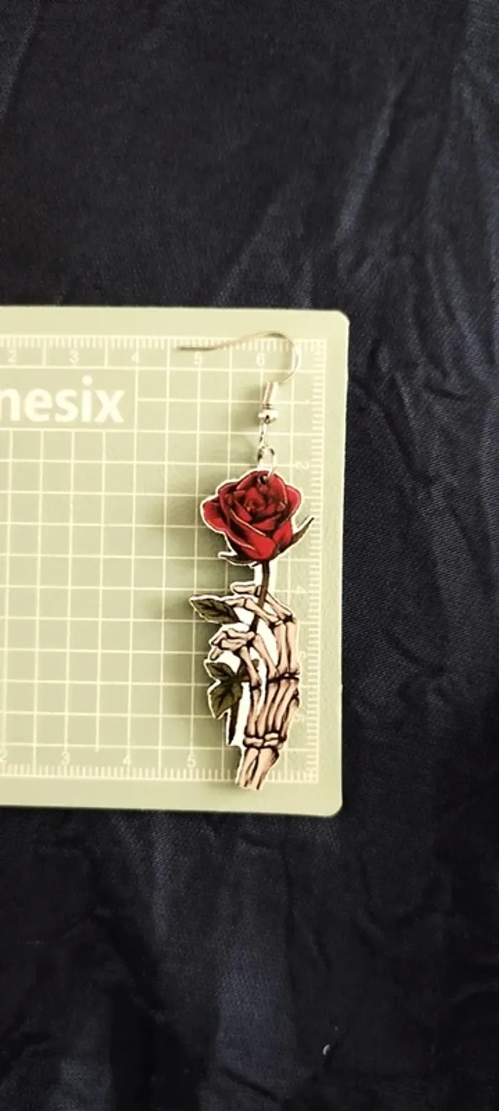 Boucles d'oreilles Rose rouge - photo numéro 3
