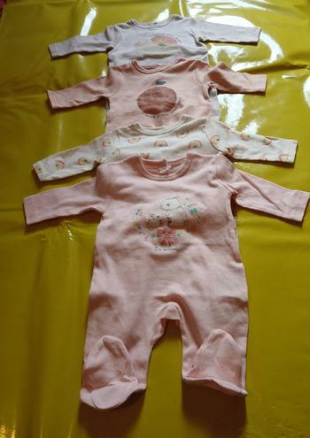 lot de 4 pyjamas en coton fille tex baby 53 cm 1 mois 