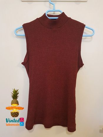 T-shirt sans manches / débardeur rouge à paillettes
