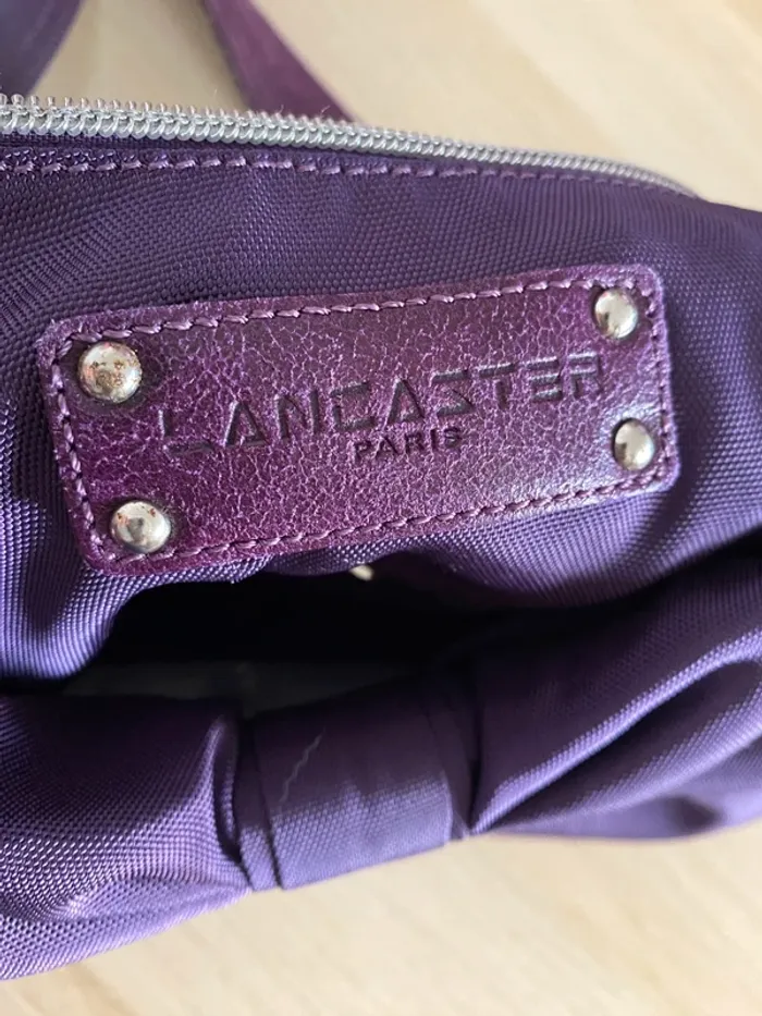 Sac à main violet petit noeud Lancaster tissu Paris prune - photo numéro 12