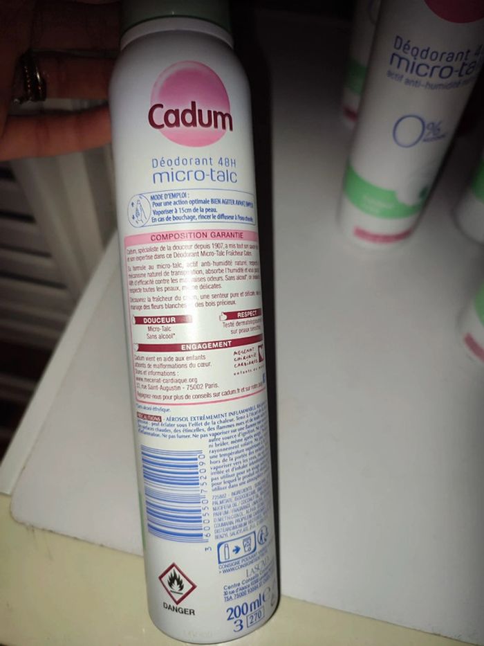Lot de 14 déodorants Cadum micro talc 0% fraîcheur coton - photo numéro 3