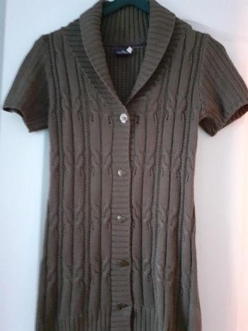 Long gilet fille manches courtes