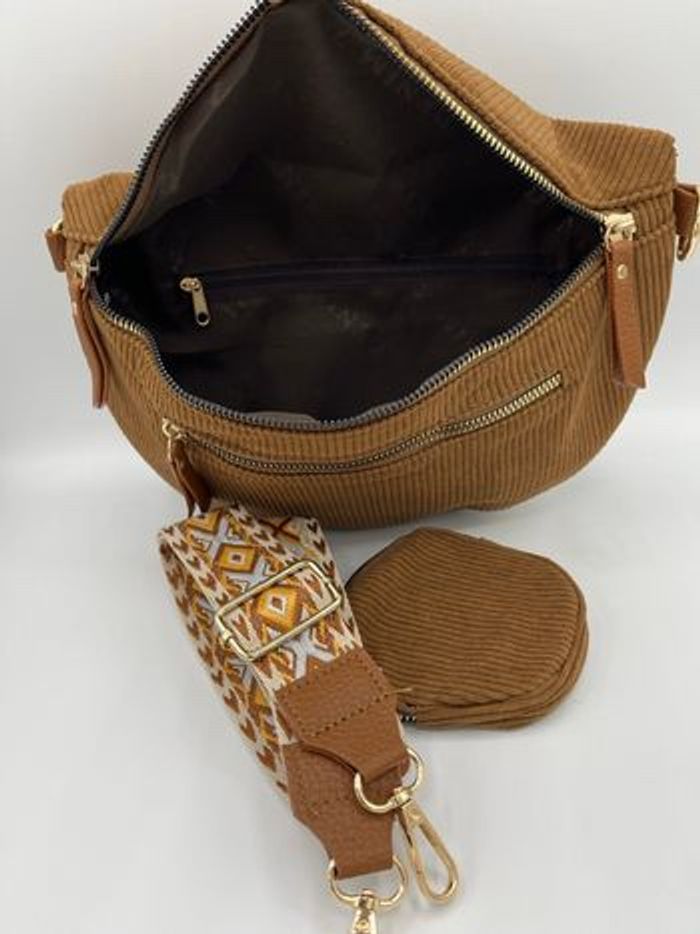 Sac banane bandoulière velours - photo numéro 4