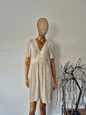 Robe Courte Fleurie Femme Crème