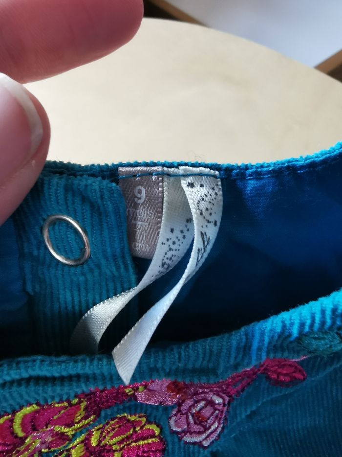 Robe bébé en velours bleu canard taille 9 mois orchestra en TBE - photo numéro 4