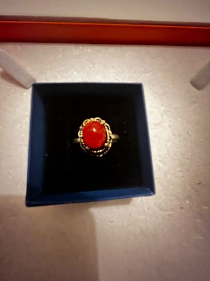 Bague  en argent massif et corail  pour femme , taille 56