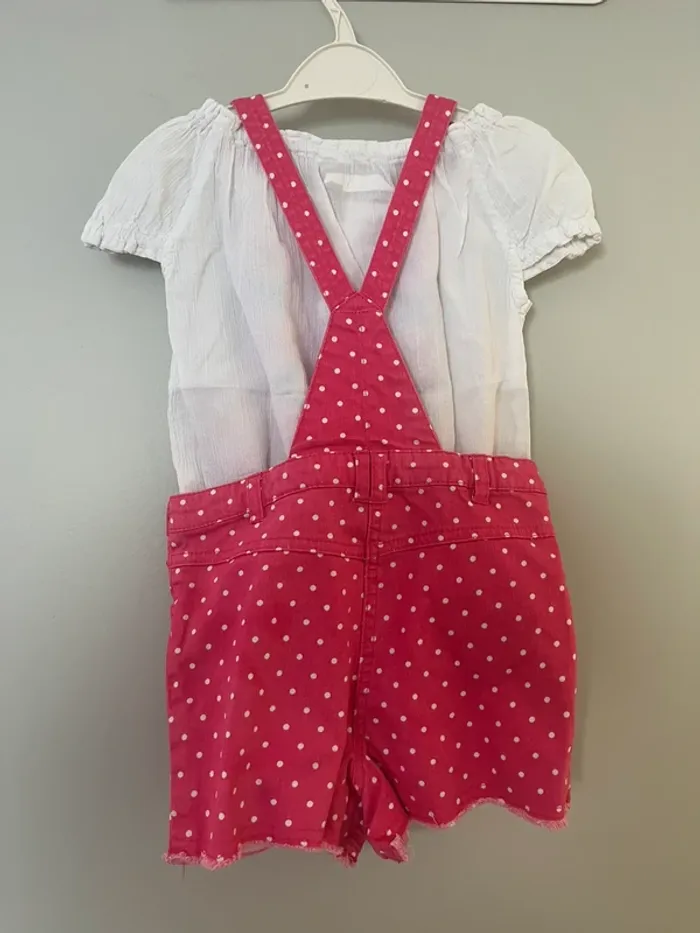 Salopette short rose avec tee shirt taille 3 ans - photo numéro 5