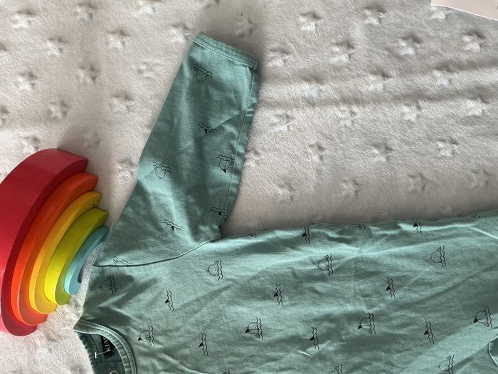 pyjama grenouillère en coton turquoise motifs baleines 6 mois kiabi - photo numéro 6