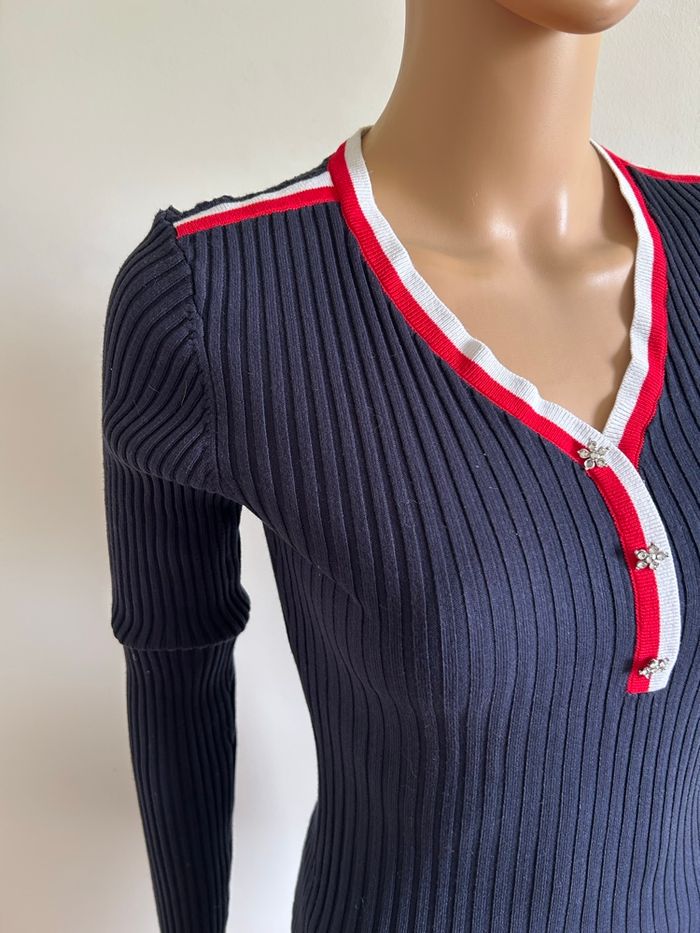 Pull bleu marine à manches longues Morgan taille XS bon état (léger défaut) - photo numéro 4