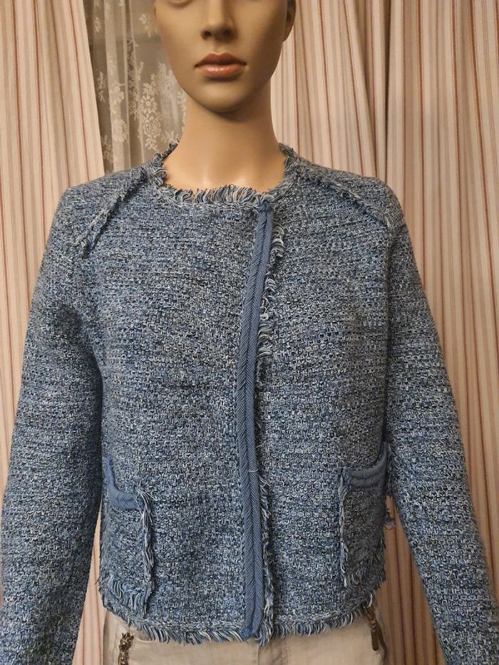Gilet/veste Stefanel taille S bleu/blanc - photo numéro 2