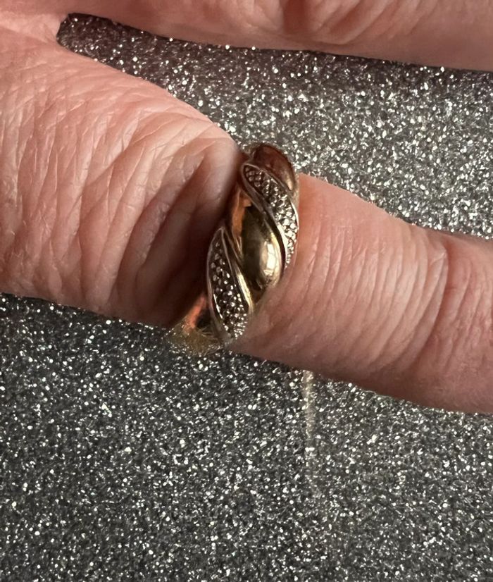bague deux tons et zirconias