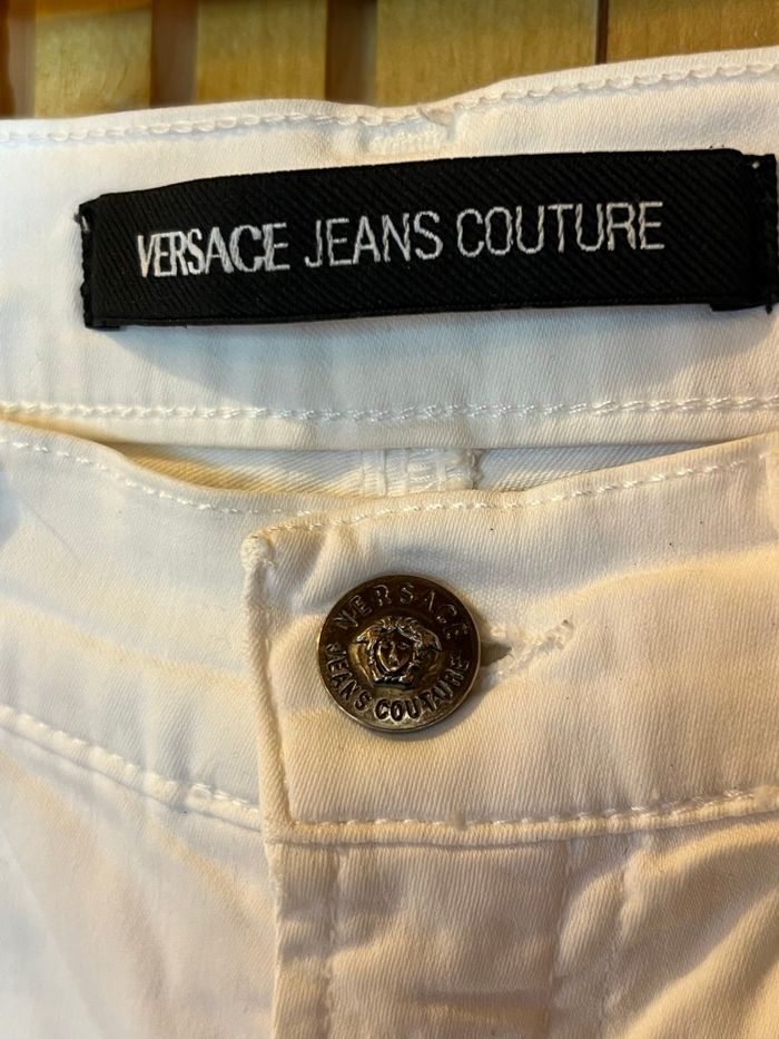 jean femme Versace Jeans Couture blanc, légèrement évasée (bootcut) - photo numéro 5