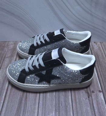 Baskets Femme Paillettes Argentées - Style Étoile Noire - Neuves Taille 40