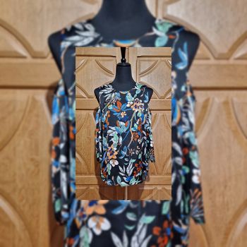 blouse noire fleurie épaules dénudées satinée col rond fluide ample chic 40/L Sandro Erroné neuf