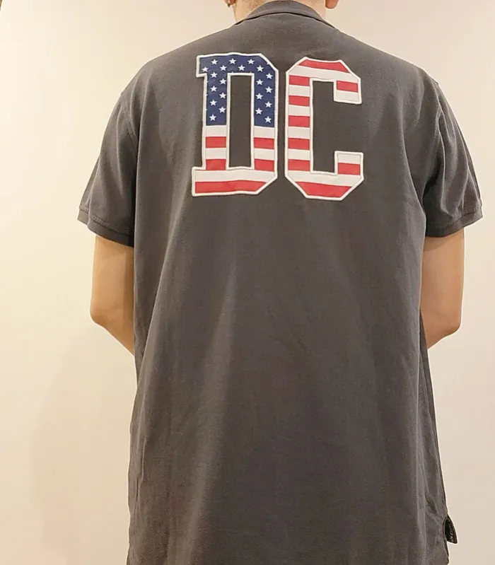 Polo Robin Ruth Washington USA XL brodé drapeau américain vintage - Gris - photo numéro 2