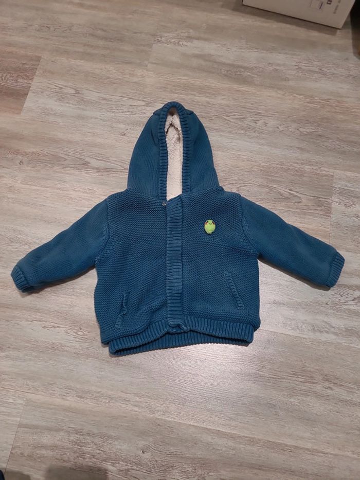 Veste chaude doublée mouton bleu canard