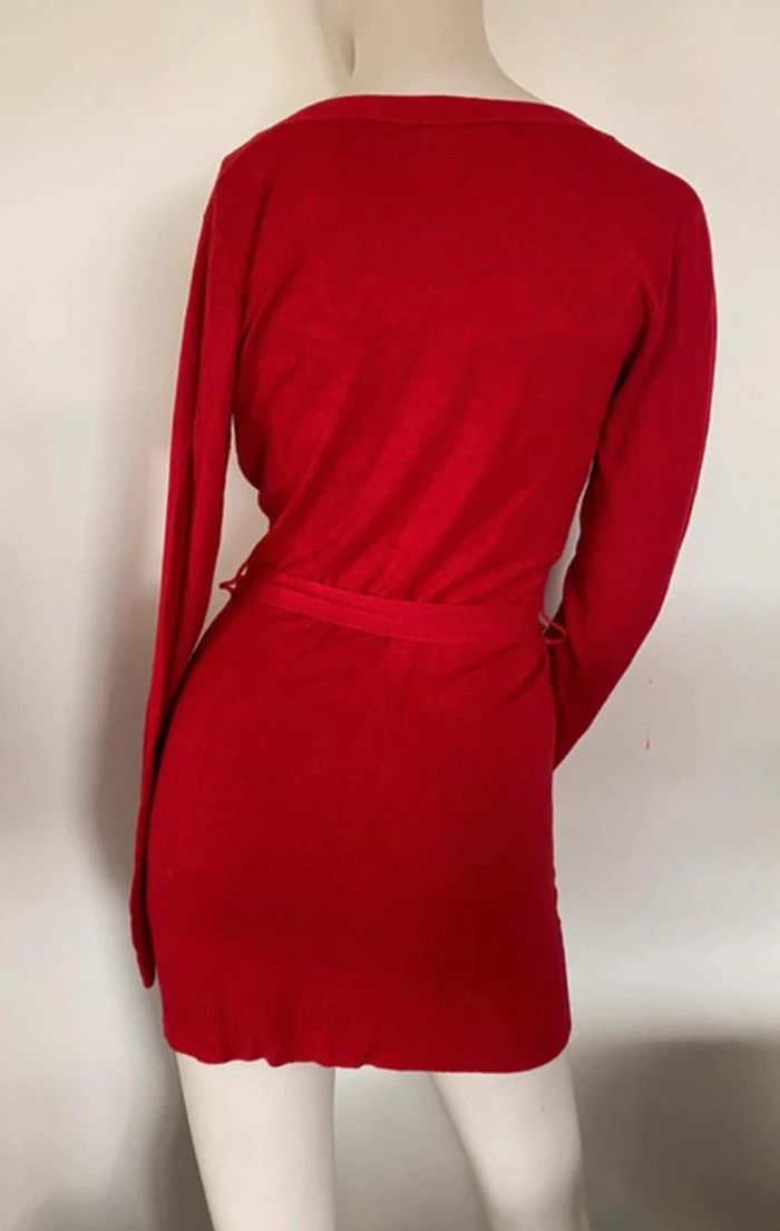 Superbe robe tunique rouge décolletée Laetitia Rosa taille 36/38 soie coton lycra - photo numéro 2