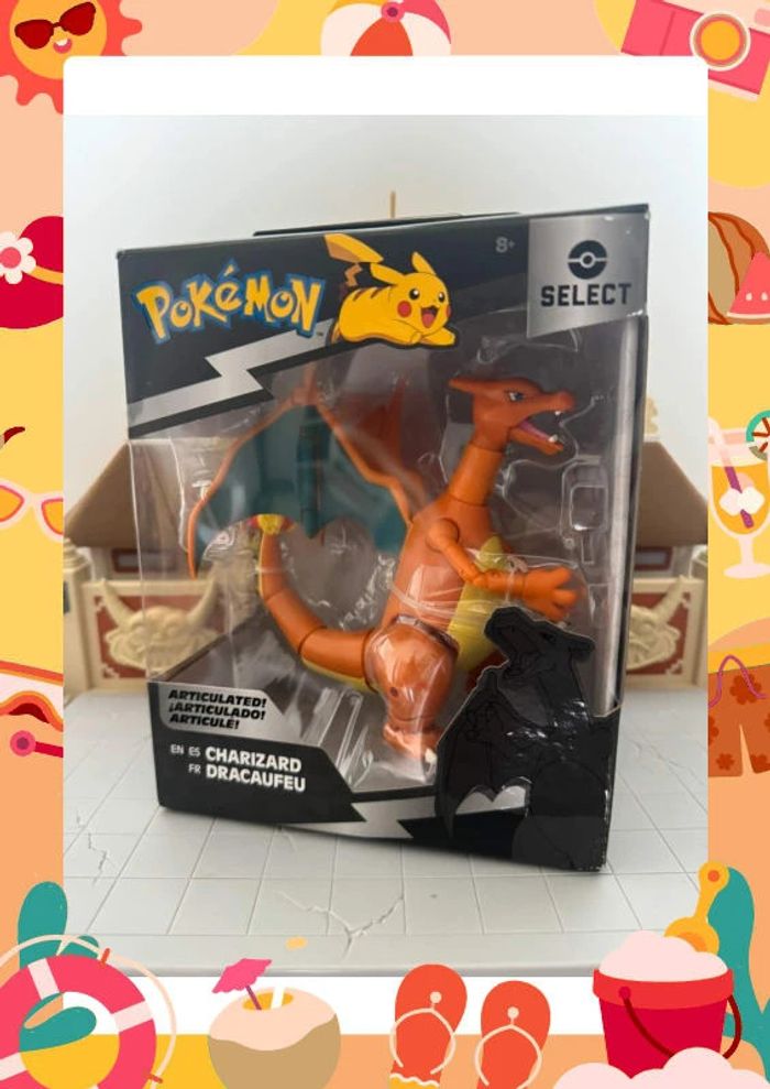 Figurine dracaufeu charizard avec son support