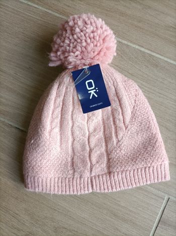 Bonnet Okaïdi rose pour fille taille 8 14 ans chaud neuf avec étiquette