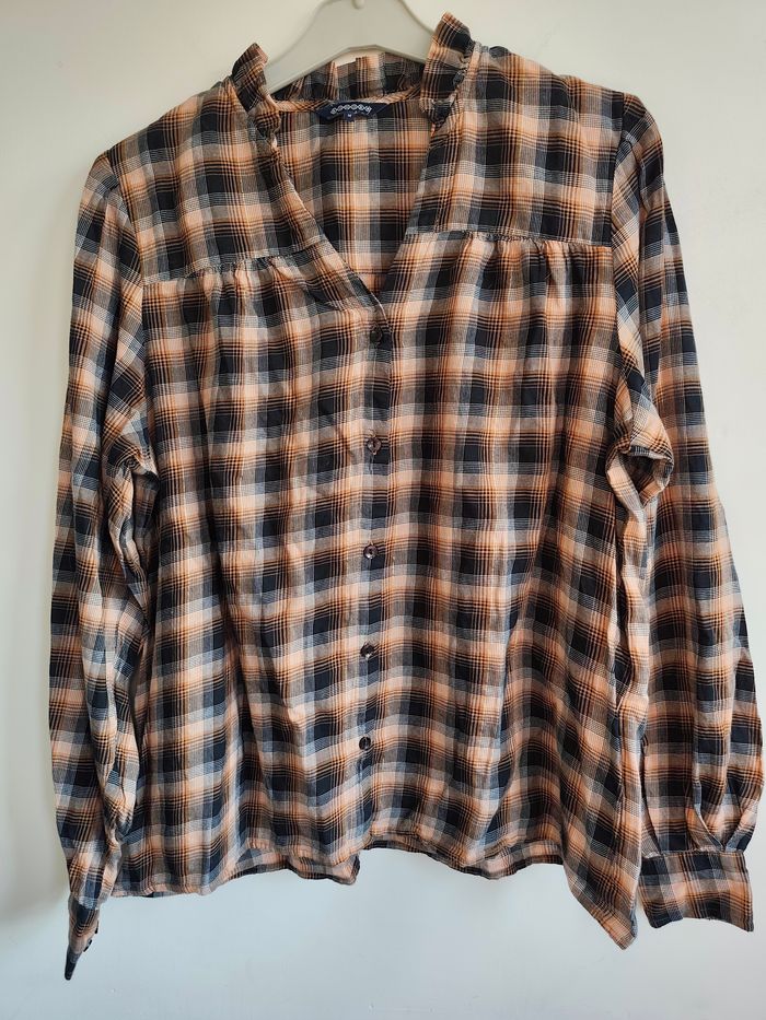 Chemise carreaux marron & noir – Taille M – Bonobo