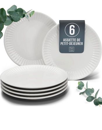 (Neuf) Set de 6 Assiettes à Petit-Déjeuner en Grès