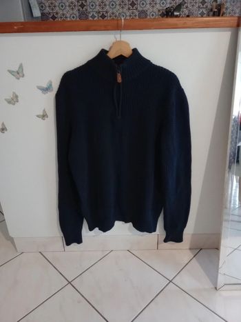 Pull homme type camionneur XXL bleu marine c86
